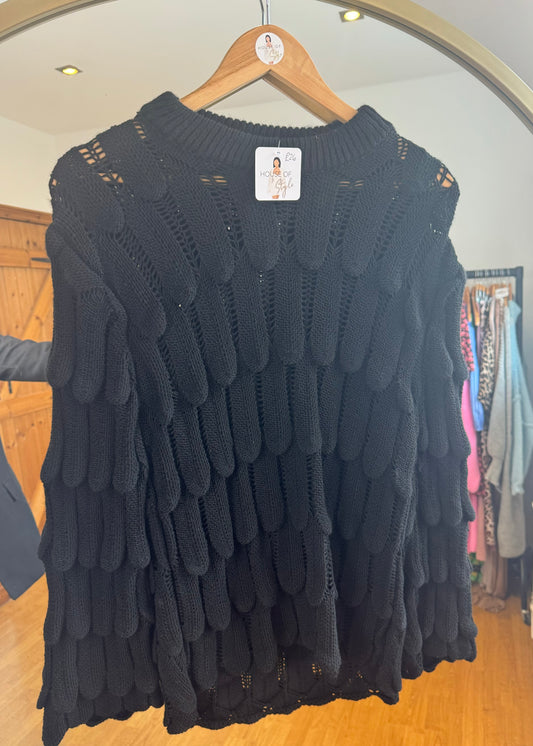 ‘Lucia’ Scallop Black Jumper