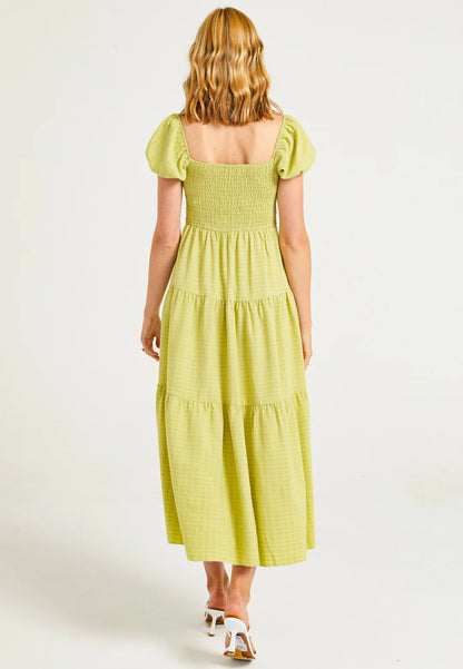 ‘Polly’ Shirred Green Maxi
