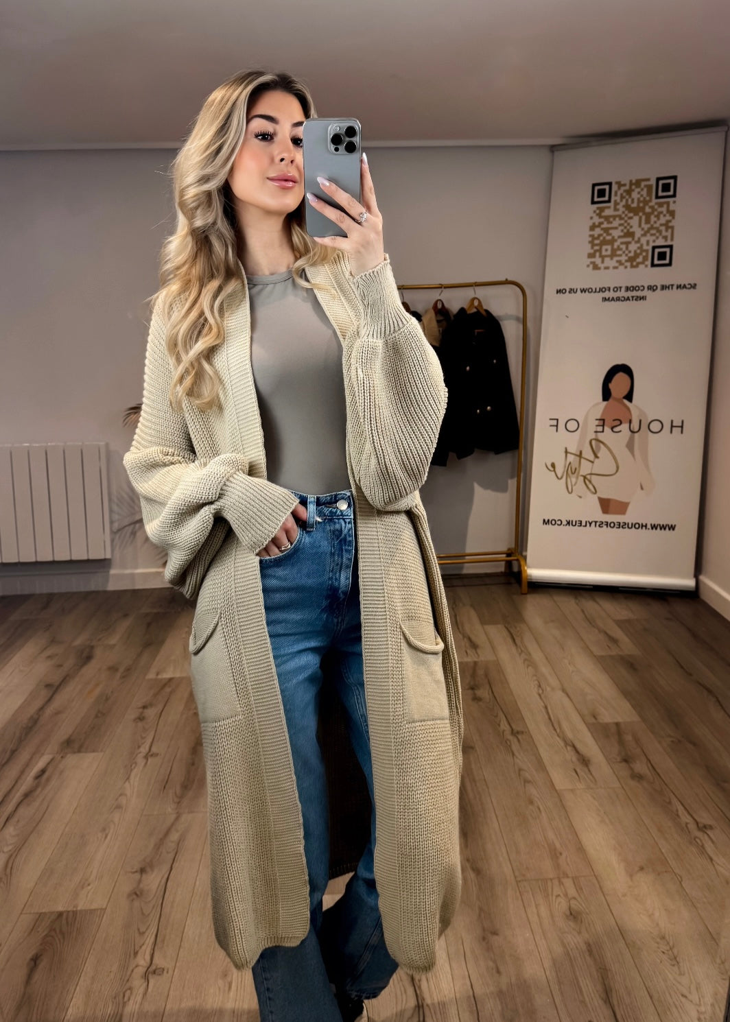 ‘Myla’ Beige Longline Cardigan