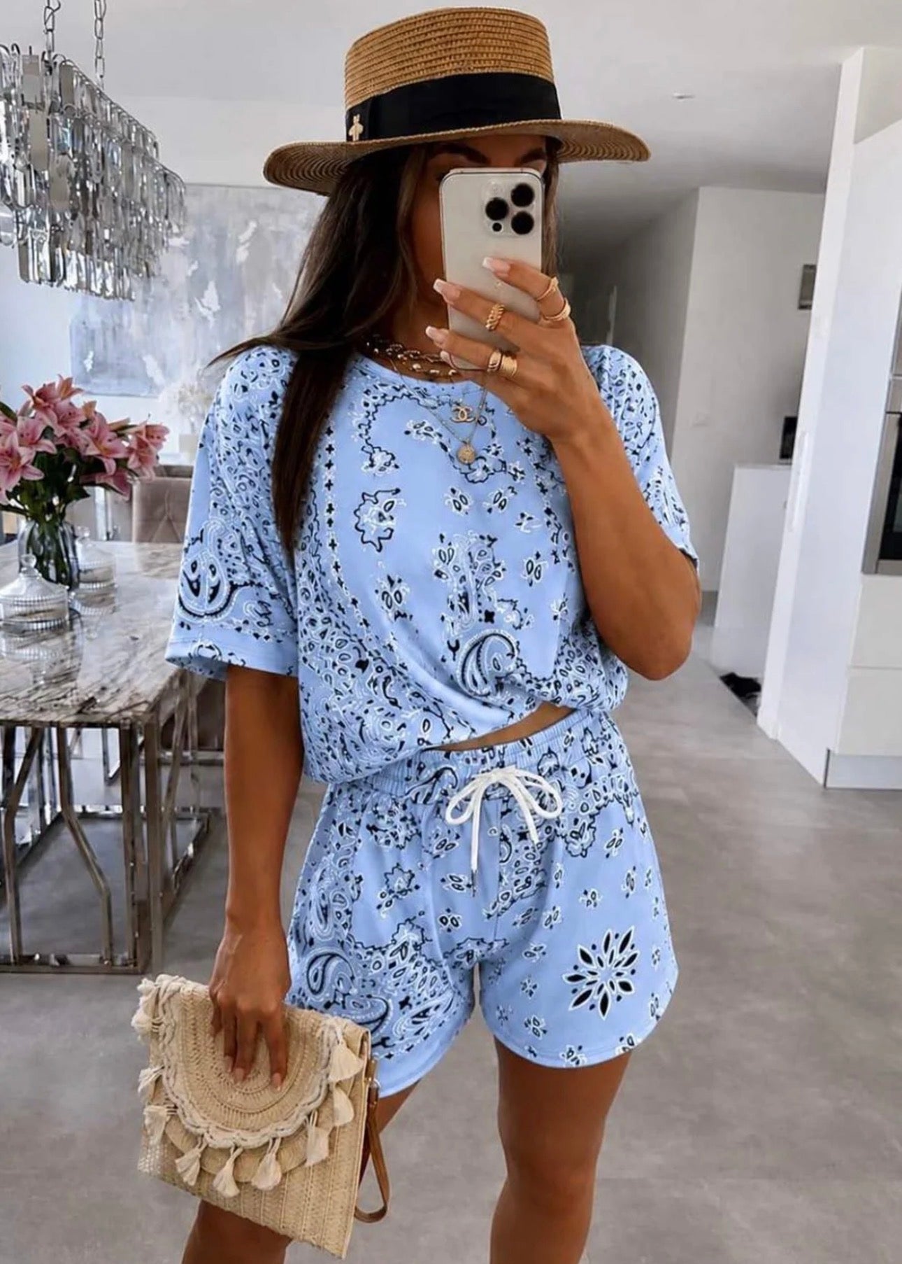 ‘Sabrina’ Paisley Print Drawstring Shorts Co-ord Set