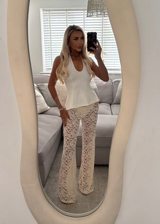 ‘Viccy’ Cream Lace Trousers
