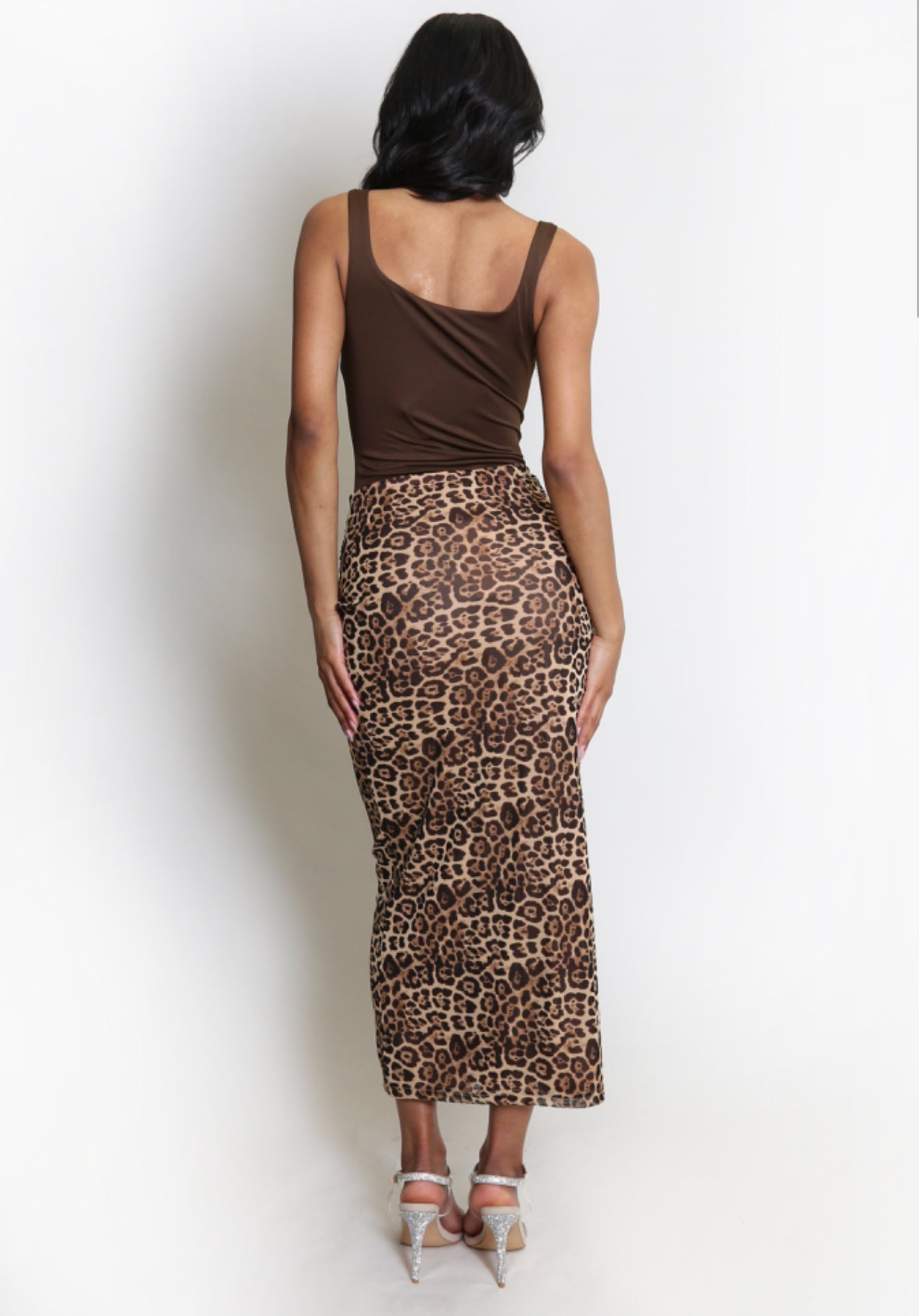 ‘Ellie’ Leopard print Ruched skirt