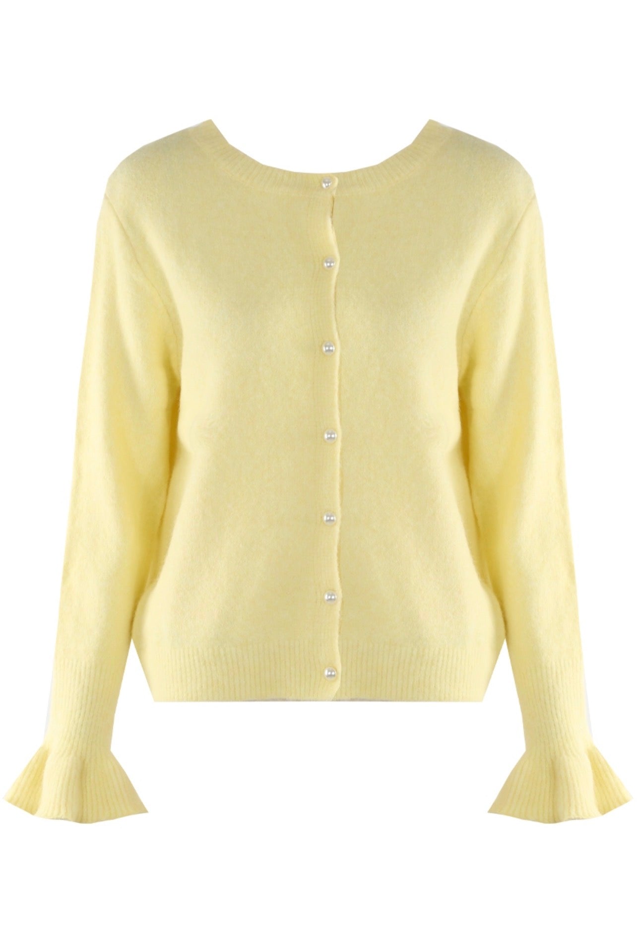 ‘Gracie’ Yellow Frill Sleeve Cardigan