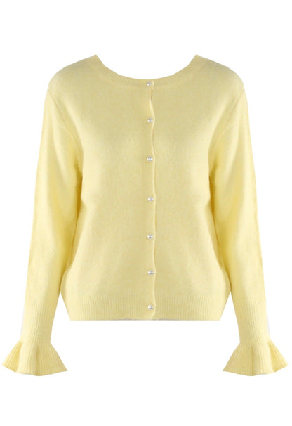 ‘Gracie’ Yellow Frill Sleeve Cardigan