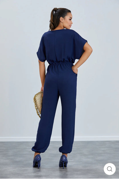 ‘Olivia’ Batwing Jumpsuit in Navy