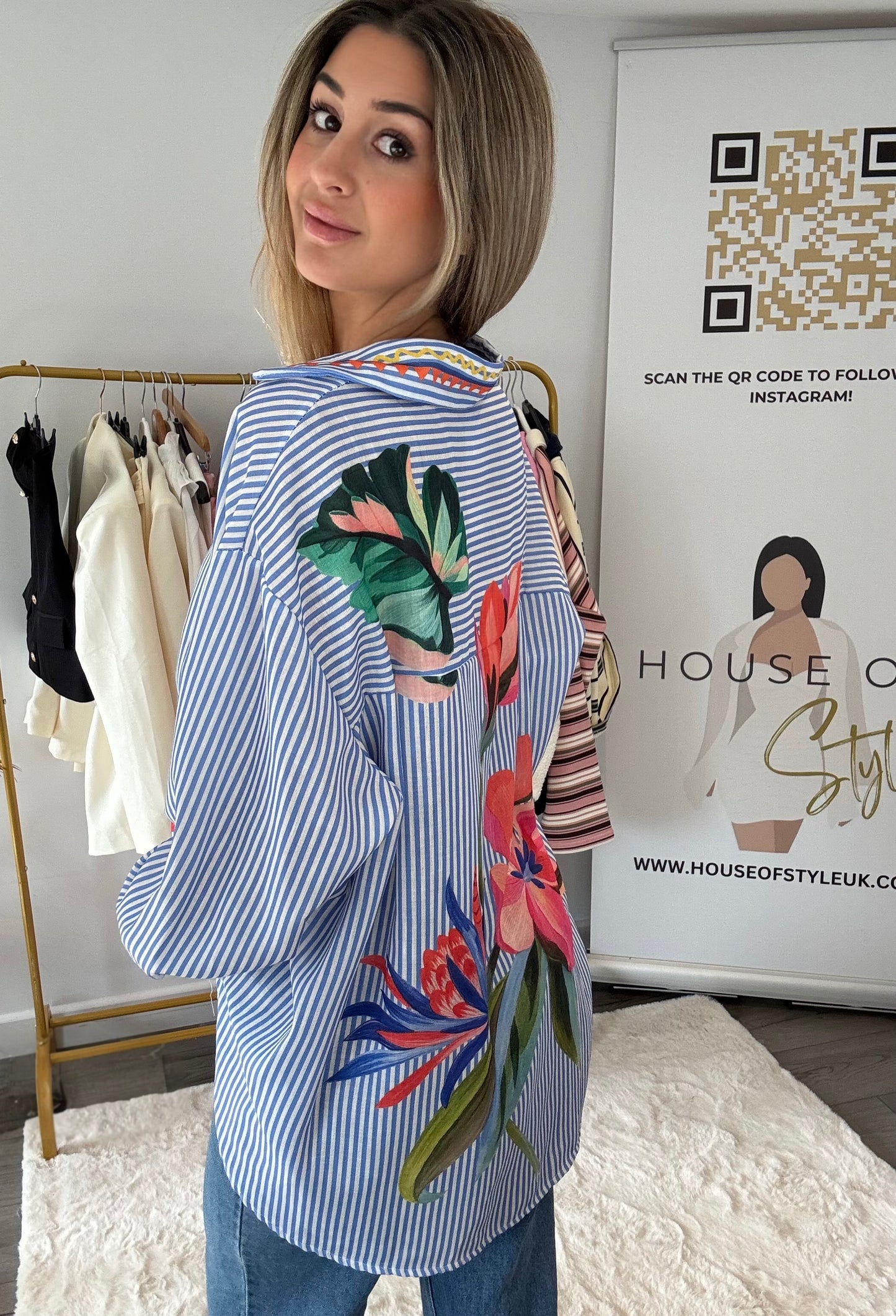 LAST ONE! ‘Yasmin’ Oversized Shirt in blue stripe
