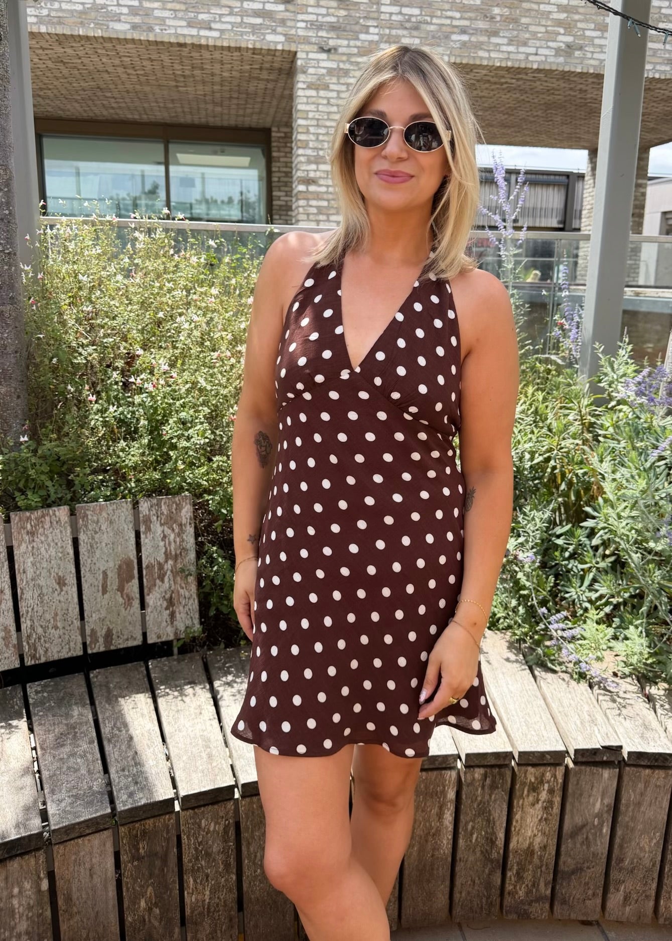 ‘Jessie’ Halterneck Dress in Chocolate Brown