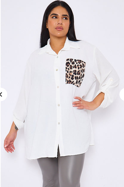 CURVE RANGE ‘Lisa’ Leopard Pocket Blouse