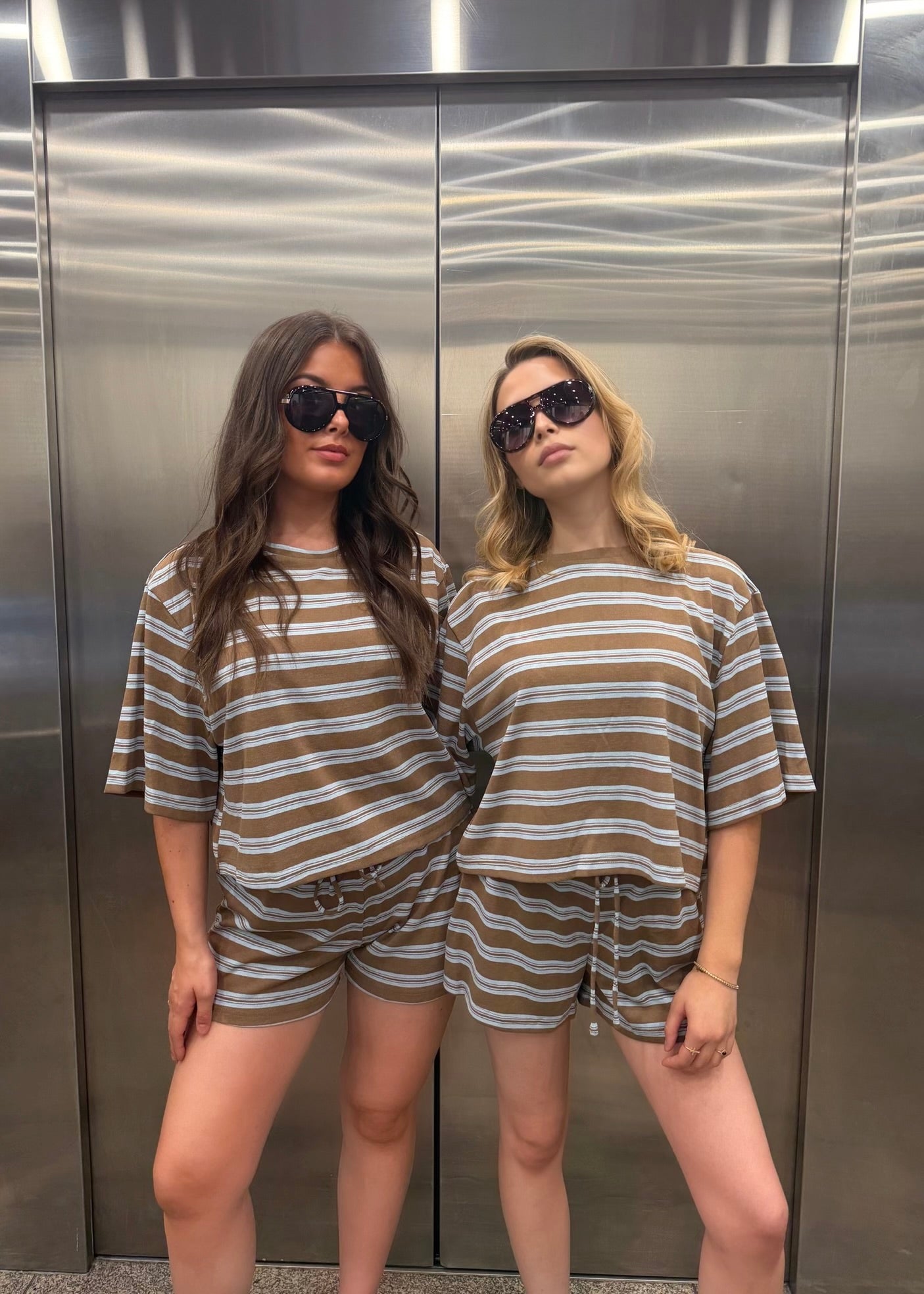 ‘Lottie’ Brown Striped Co-Ord Shorts Set