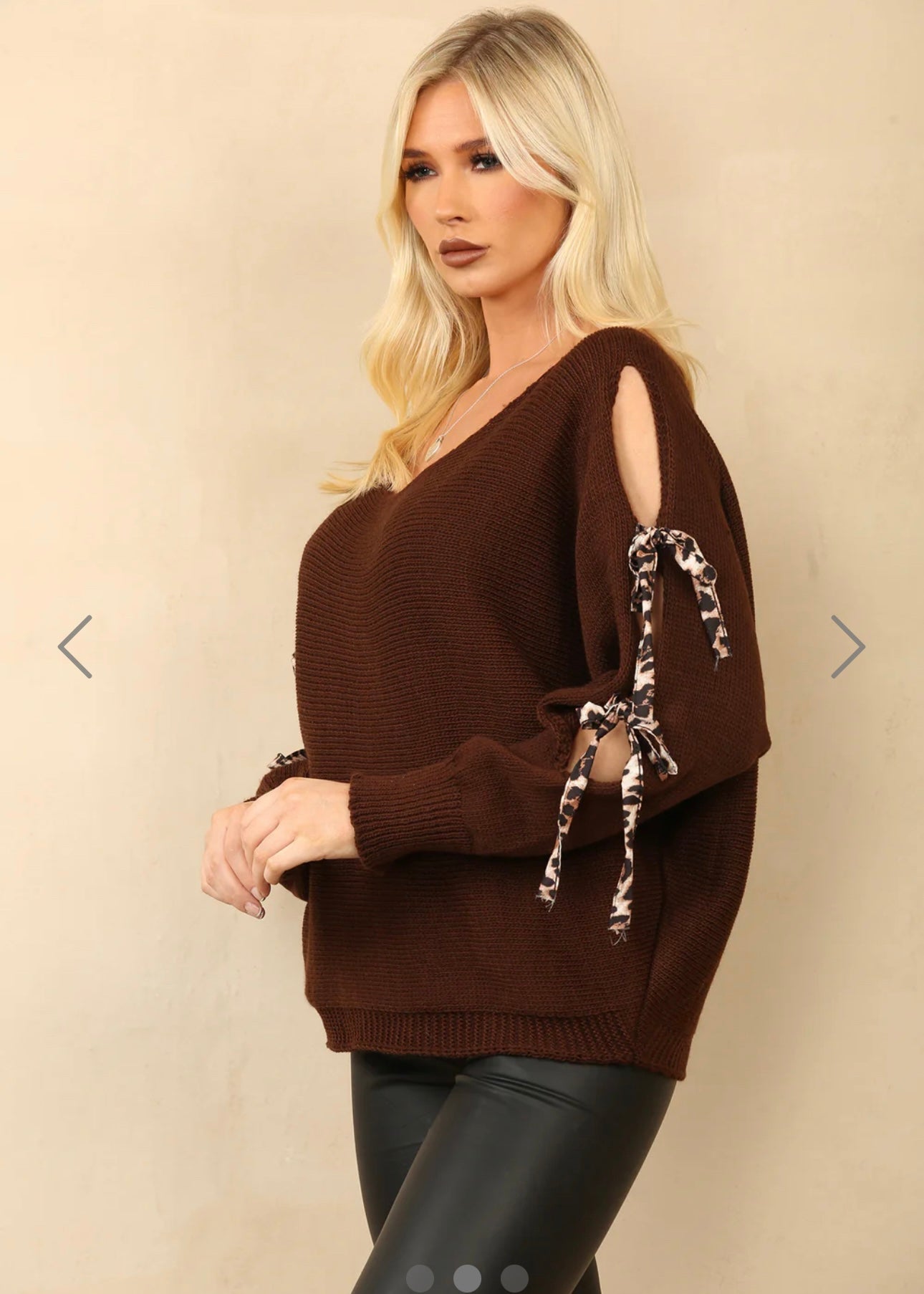 ‘Tanya’ Brown Tie Detail Jumper