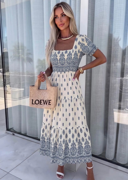 ‘Veronica’ Paisley Print Tiered Midaxi Dress