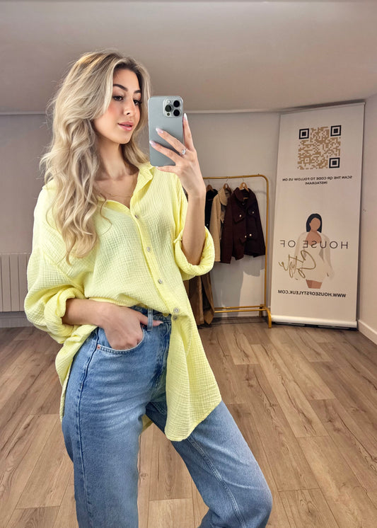 ‘Kayley’ Lemon Yellow Shirt dress
