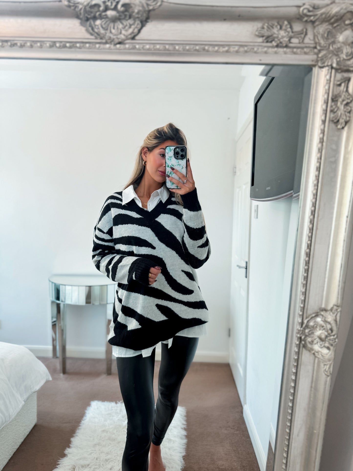 ‘Polly’ Zebra V-Neck Jumper