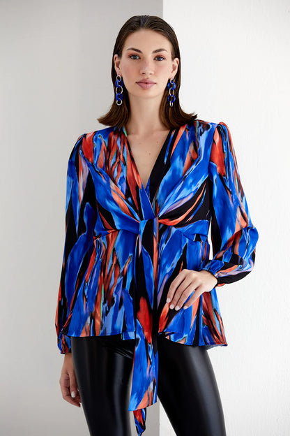 ‘Keelie’ Navy & Orange detail Top