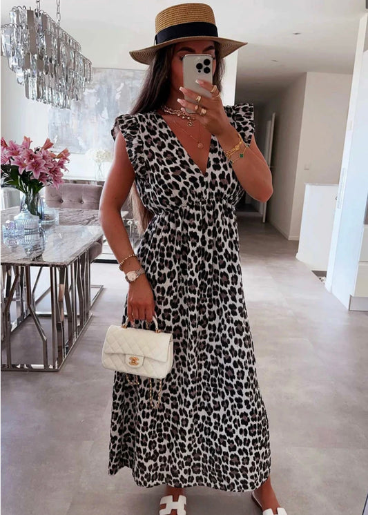 ‘Esme’ Brown Leopard Print Maxi
