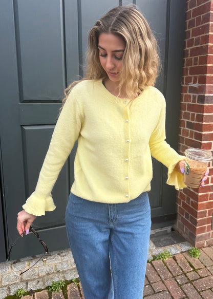 ‘Gracie’ Yellow Frill Sleeve Cardigan