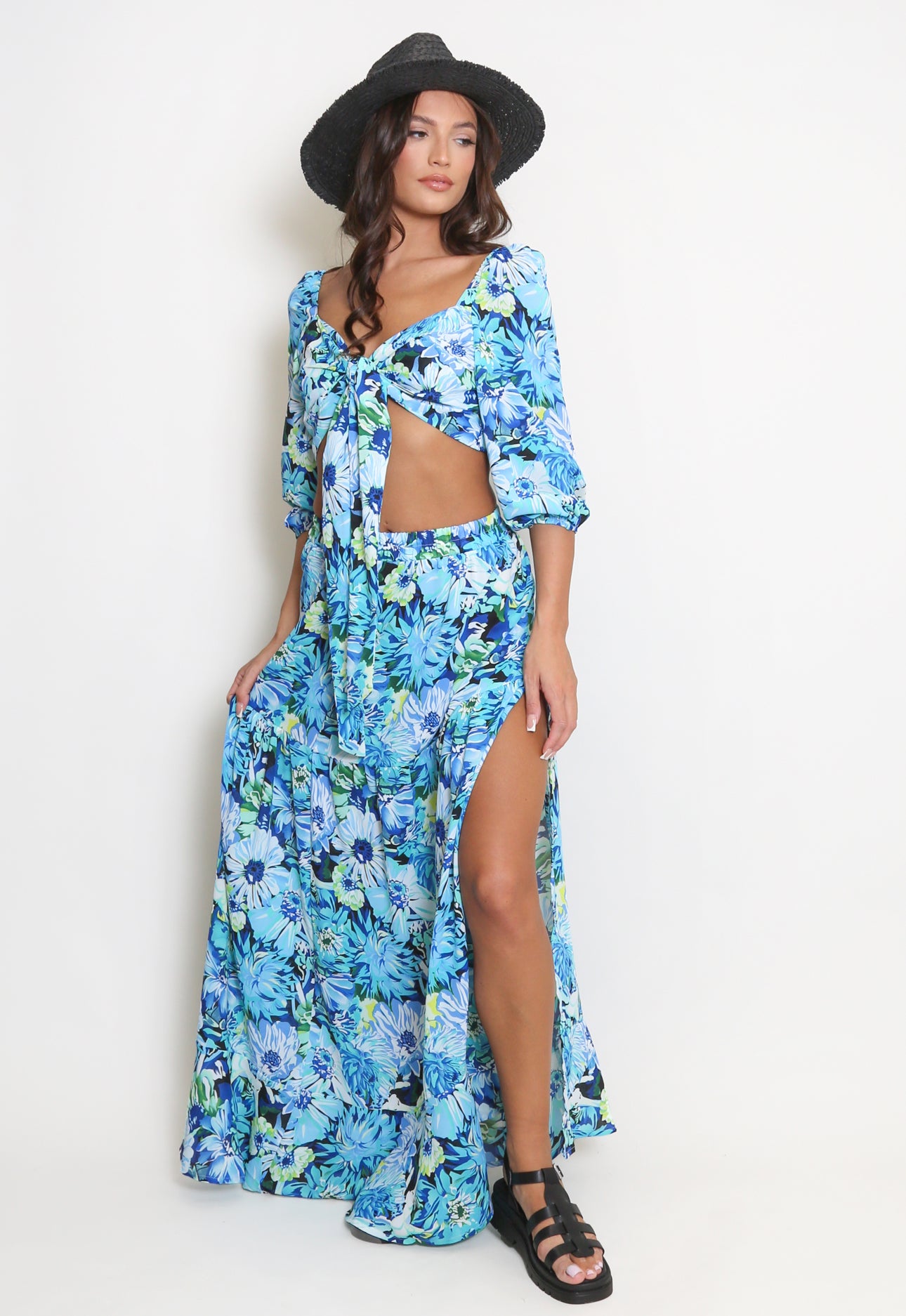 ‘Lily’ Floral Crop & Skirt Set