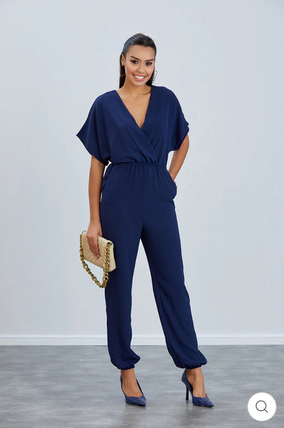 ‘Olivia’ Batwing Jumpsuit in Navy