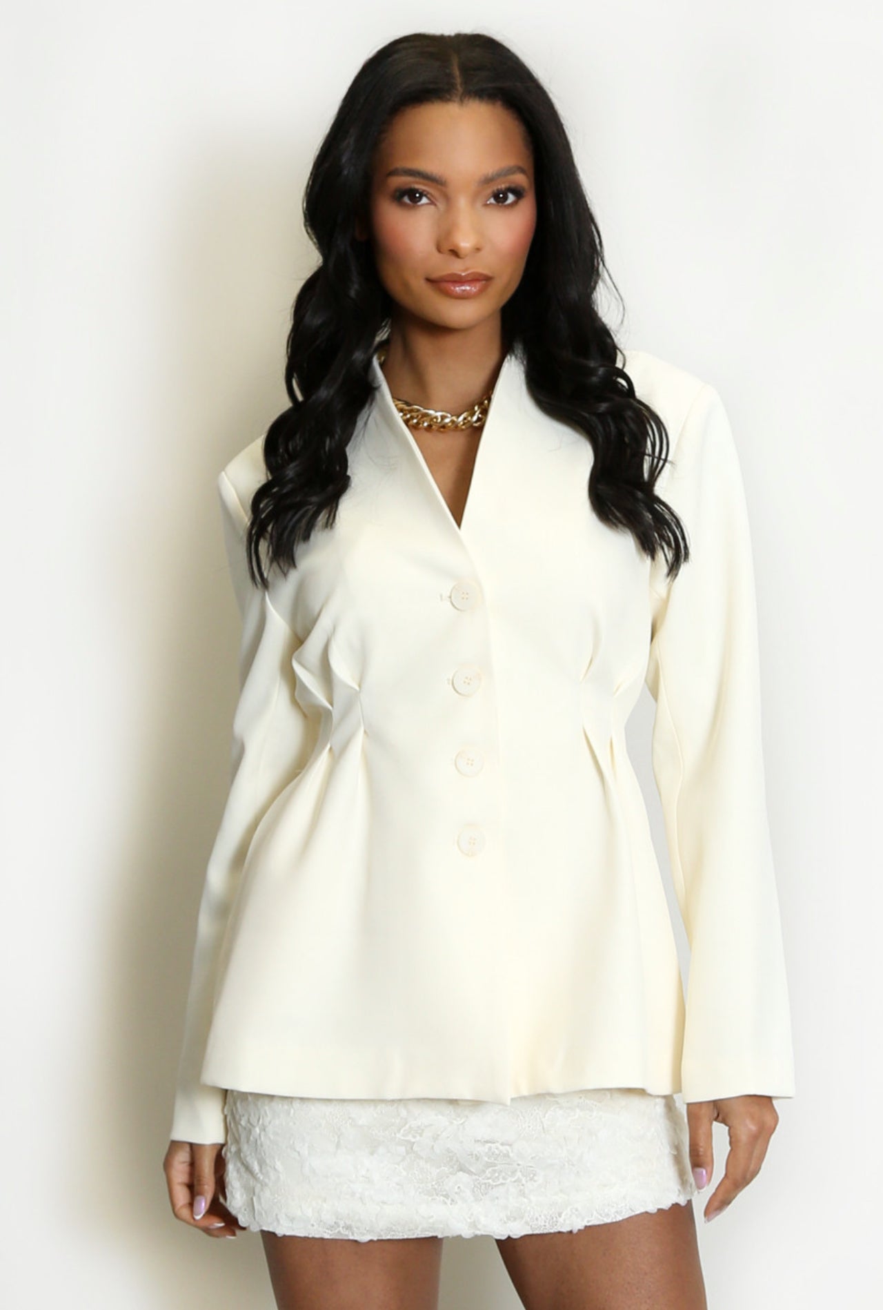 ‘Emily’ Pleated Waist Blazer