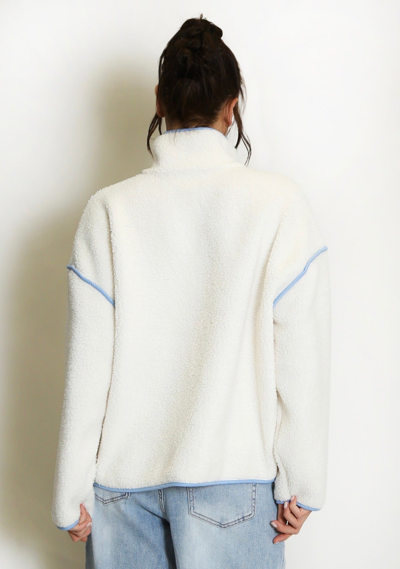 ‘Emilia’ Beige & Blue Fleece