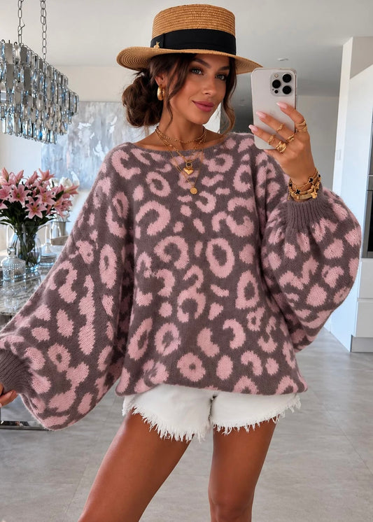 ‘Celia’ Leopard Puff Sleeve Jumper