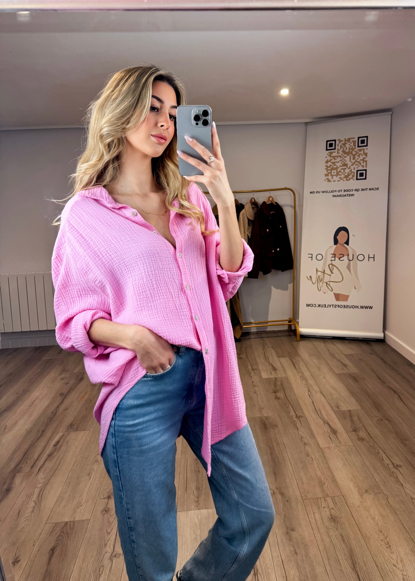 ‘Kayley’ Pink Shirt Dress