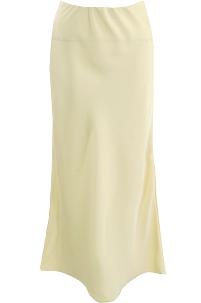 ‘Rochelle’ Lemon Yellow Satin Skirt