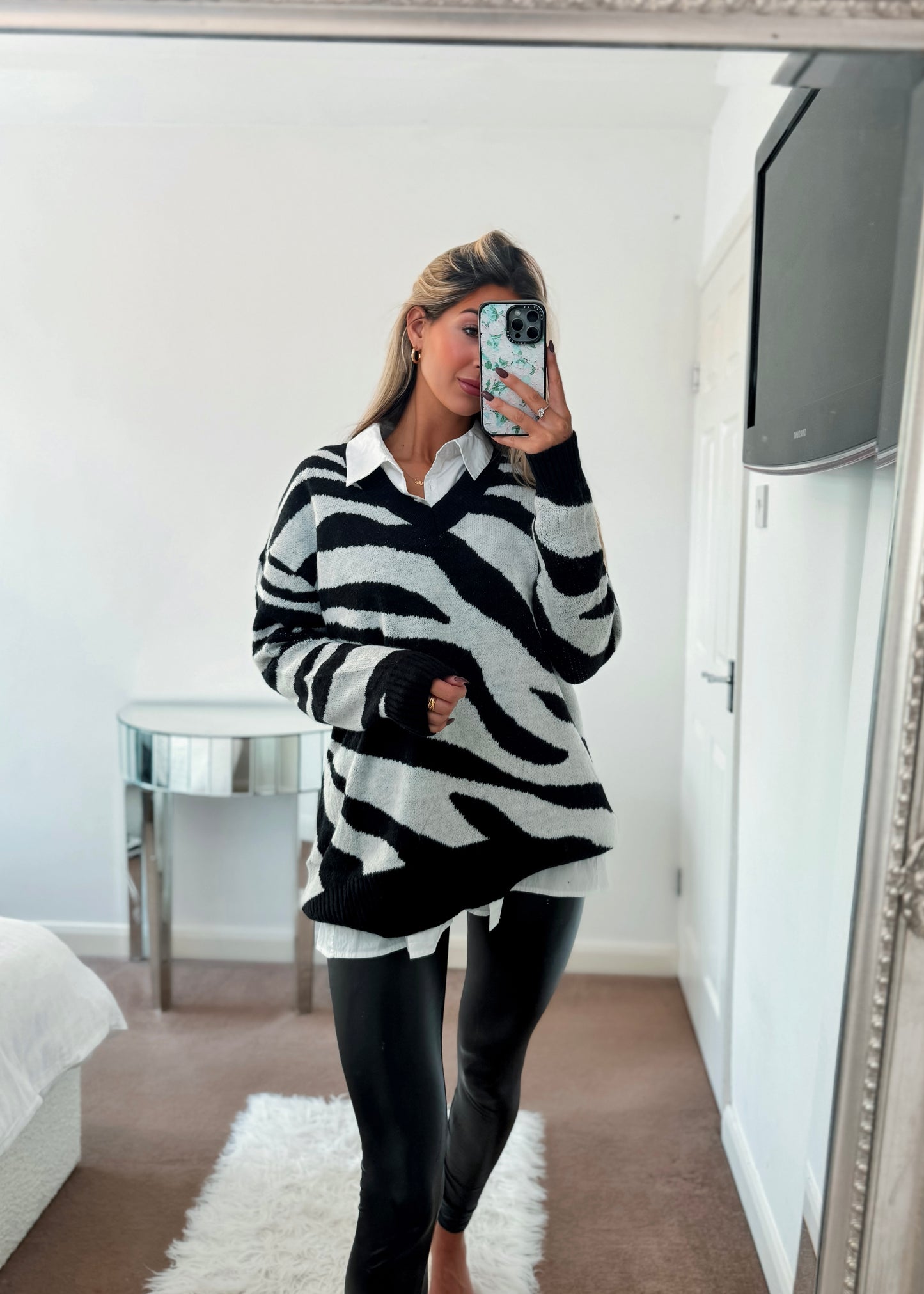 ‘Polly’ Zebra V-Neck Jumper