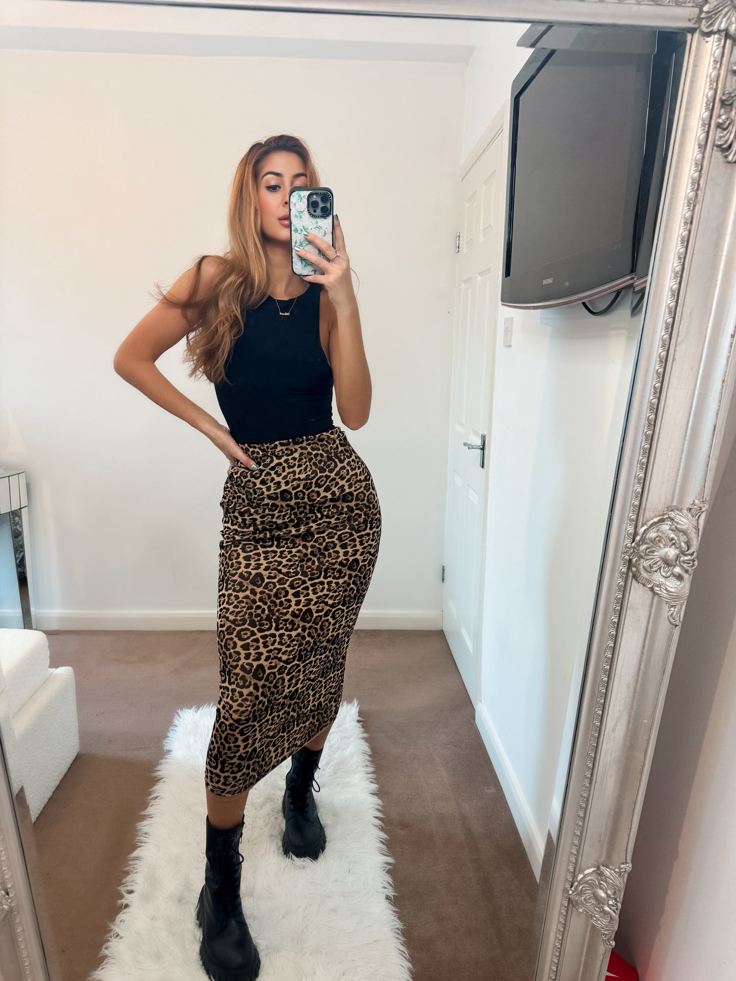 ‘Ellie’ Leopard print Ruched skirt