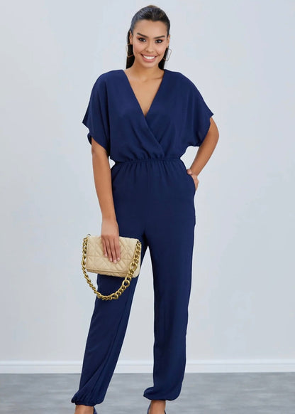 ‘Olivia’ Batwing Jumpsuit in Navy