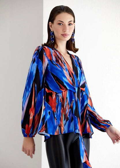 ‘Keelie’ Navy & Orange detail Top