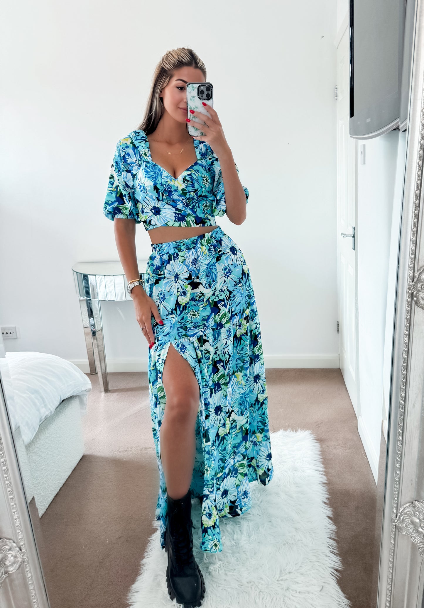 ‘Lily’ Floral Crop & Skirt Set