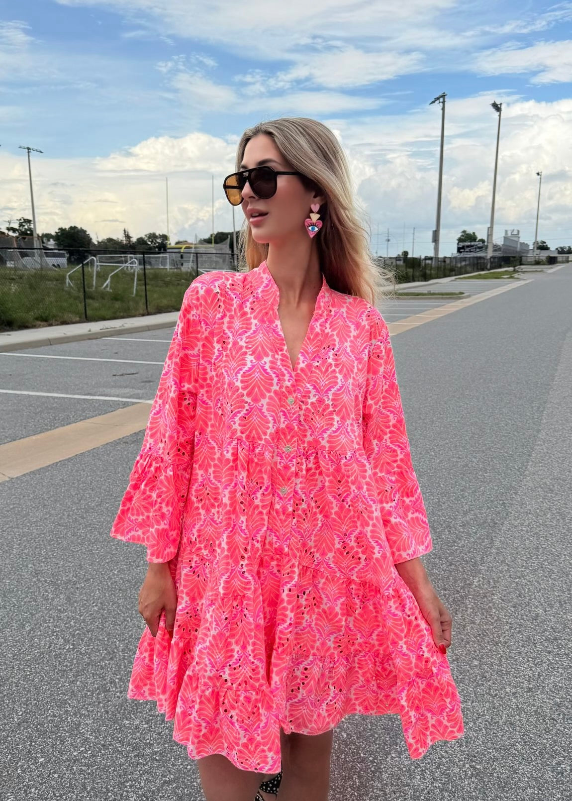 ‘Florence’ Fluorescent Broderie Anglaise dress