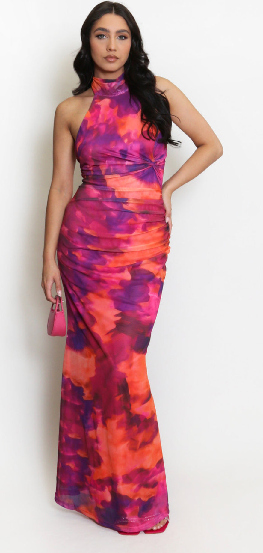 ‘Mimi’ Water Colour Halter Neck Dress