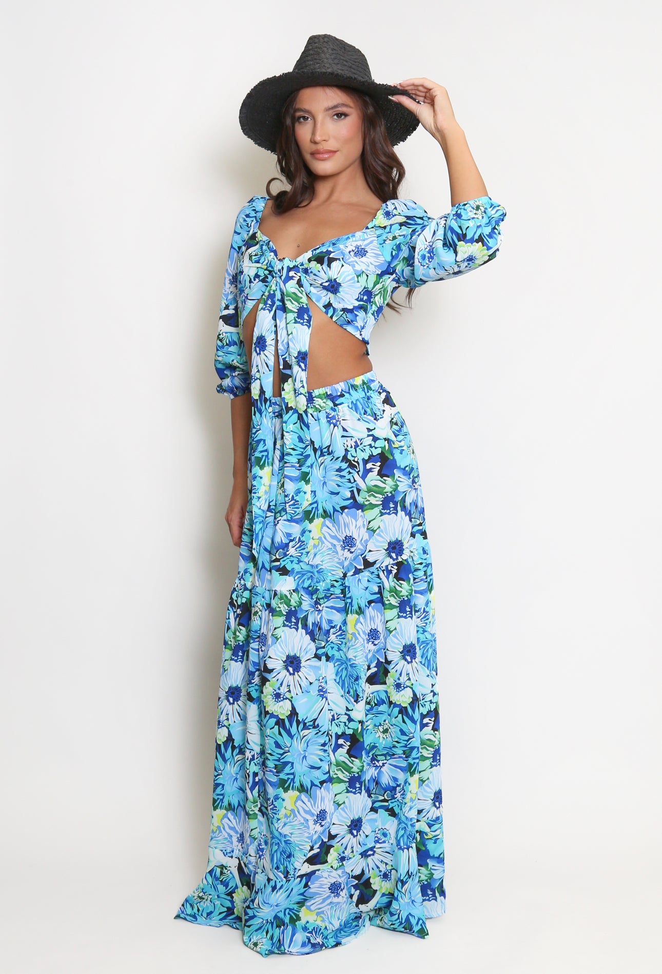 ‘Lily’ Floral Crop & Skirt Set