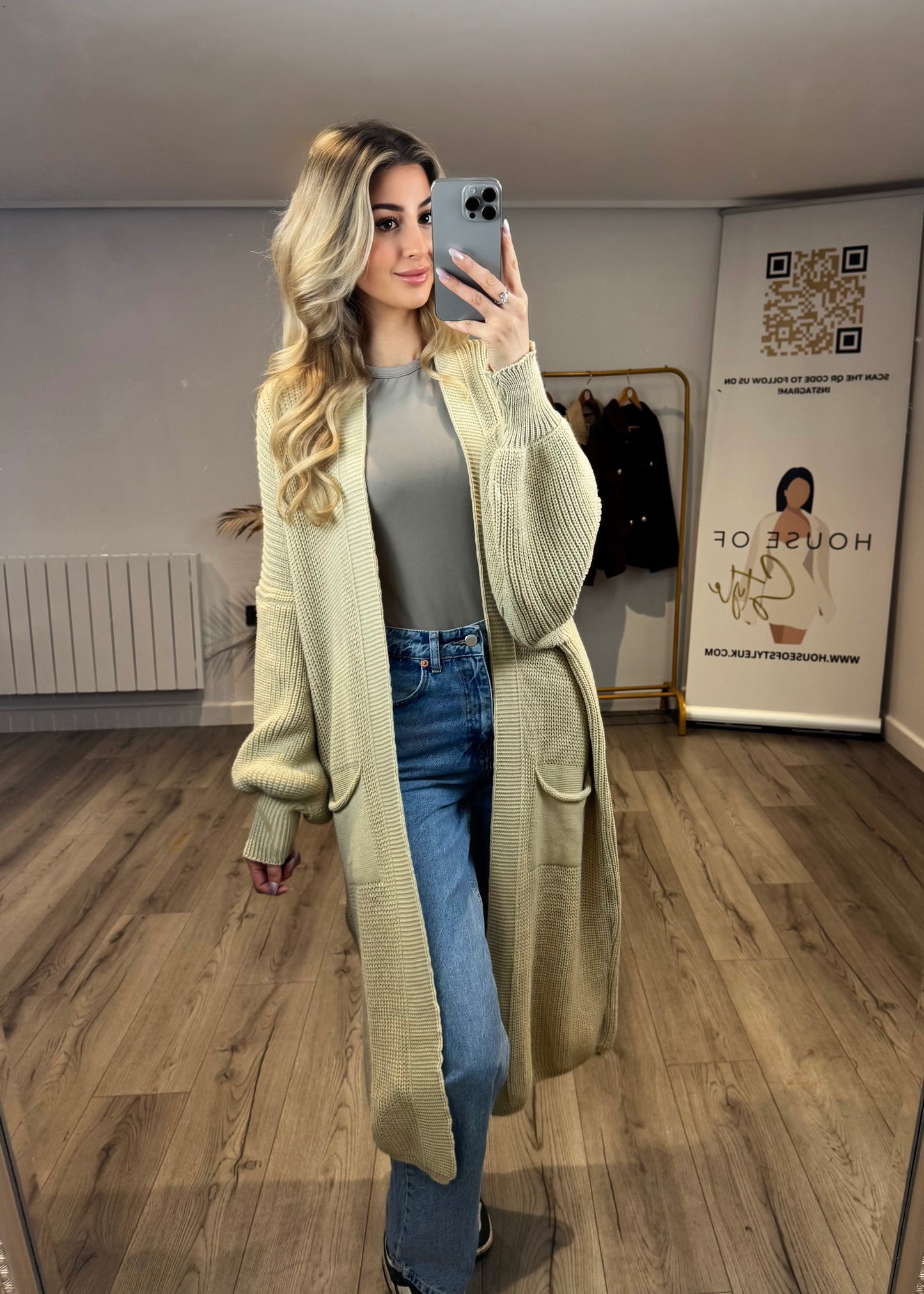 ‘Myla’ Beige Longline Cardigan