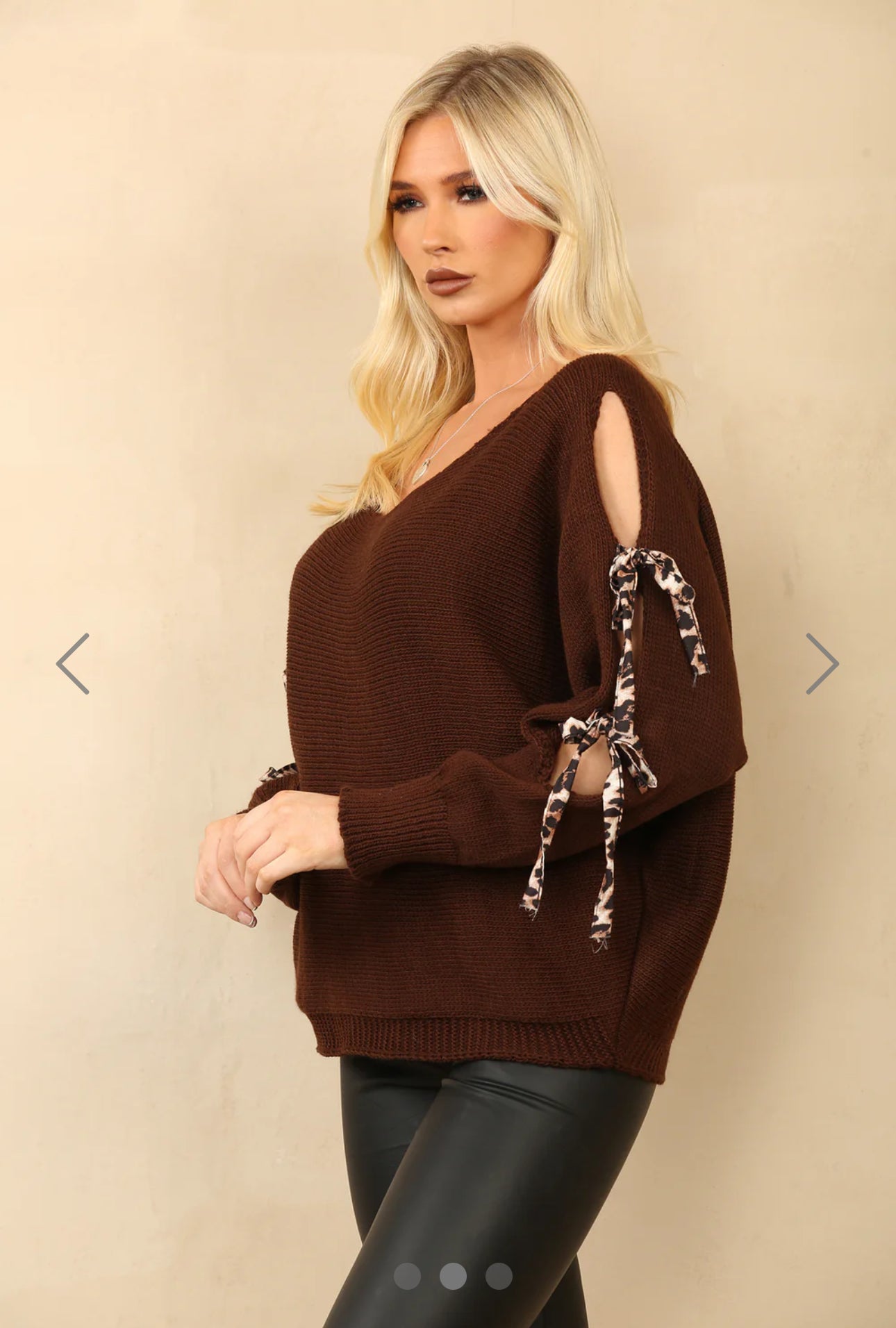 ‘Tanya’ Brown Tie Detail Jumper