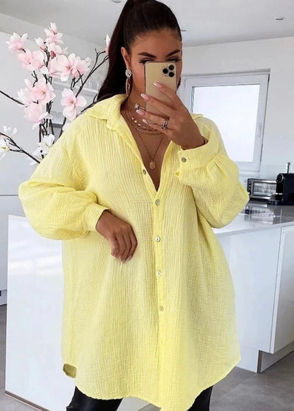 ‘Kayley’ Lemon Yellow Shirt dress