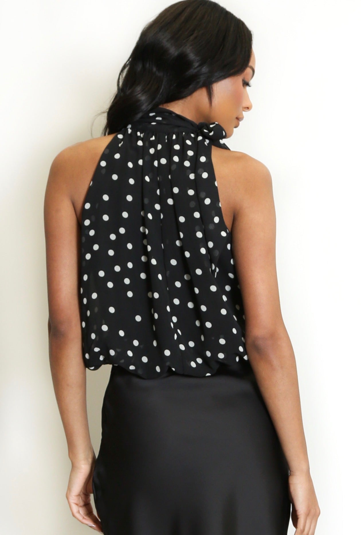 ‘Margot’ Polka Halter-neck Top