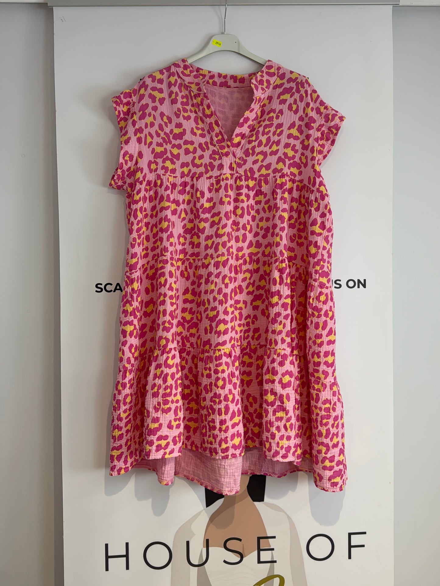 LAST ONE ‘Mika’ Leopard Ruffle Frill Sleeve Smock Dress