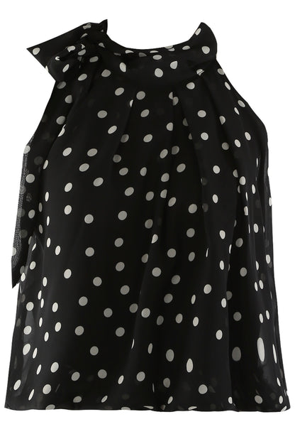 ‘Margot’ Polka Halter-neck Top