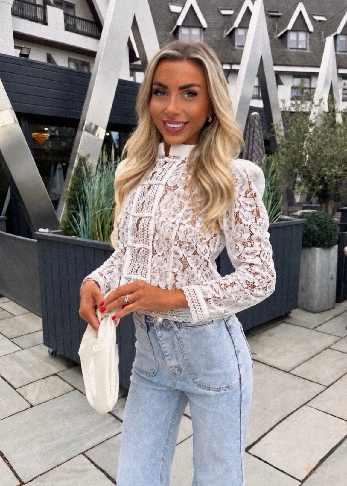 LAST FEW! ‘Ella’ Lace Mandarin Button up Top