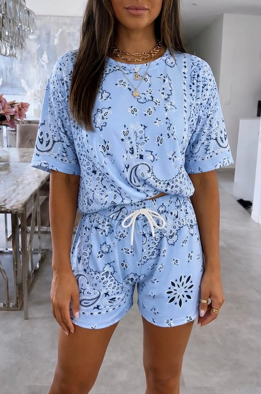‘Sabrina’ Paisley Print Drawstring Shorts Co-ord Set