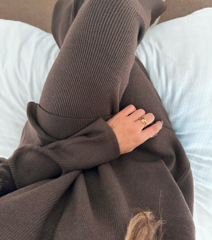 ‘Cara’ Brown V-Neck Loungewear