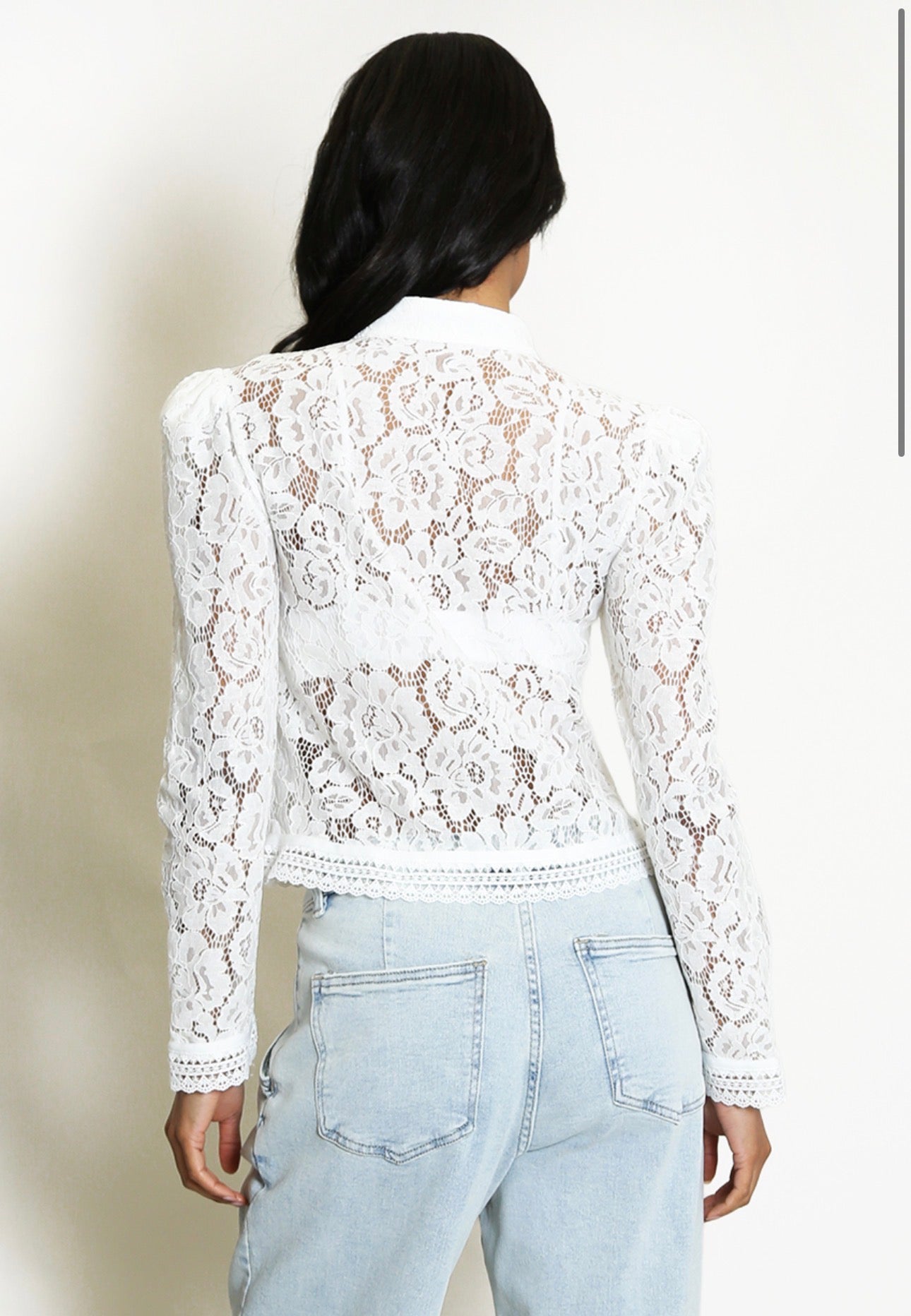 ‘Ella’ Lace Mandarin Button up Top