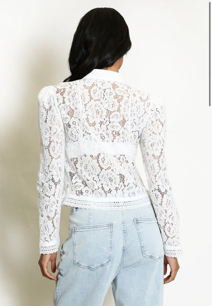‘Ella’ Lace Mandarin Button up Top