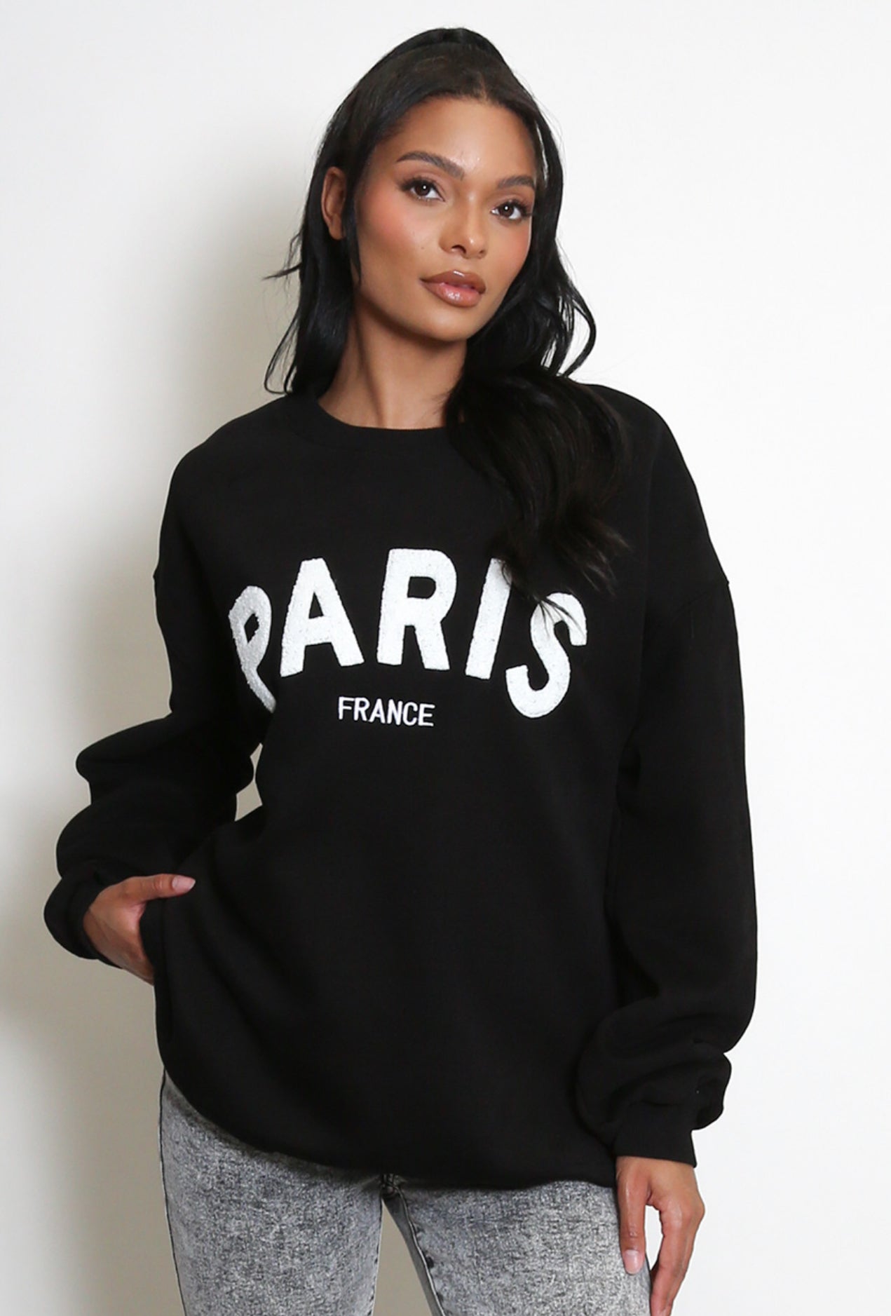 *LAST ONE* ‘Paris’ Detailed Black Jumper