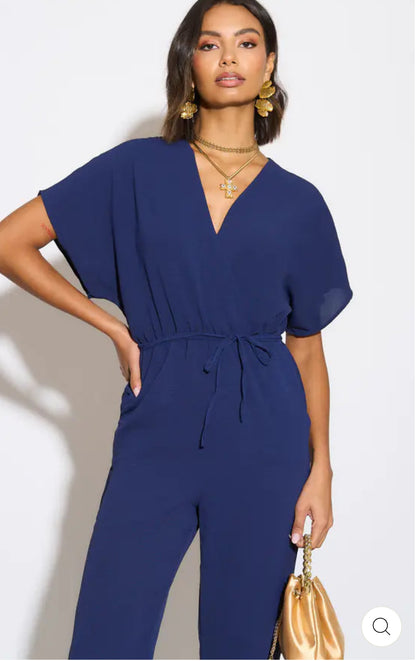 ‘Olivia’ Batwing Jumpsuit in Navy