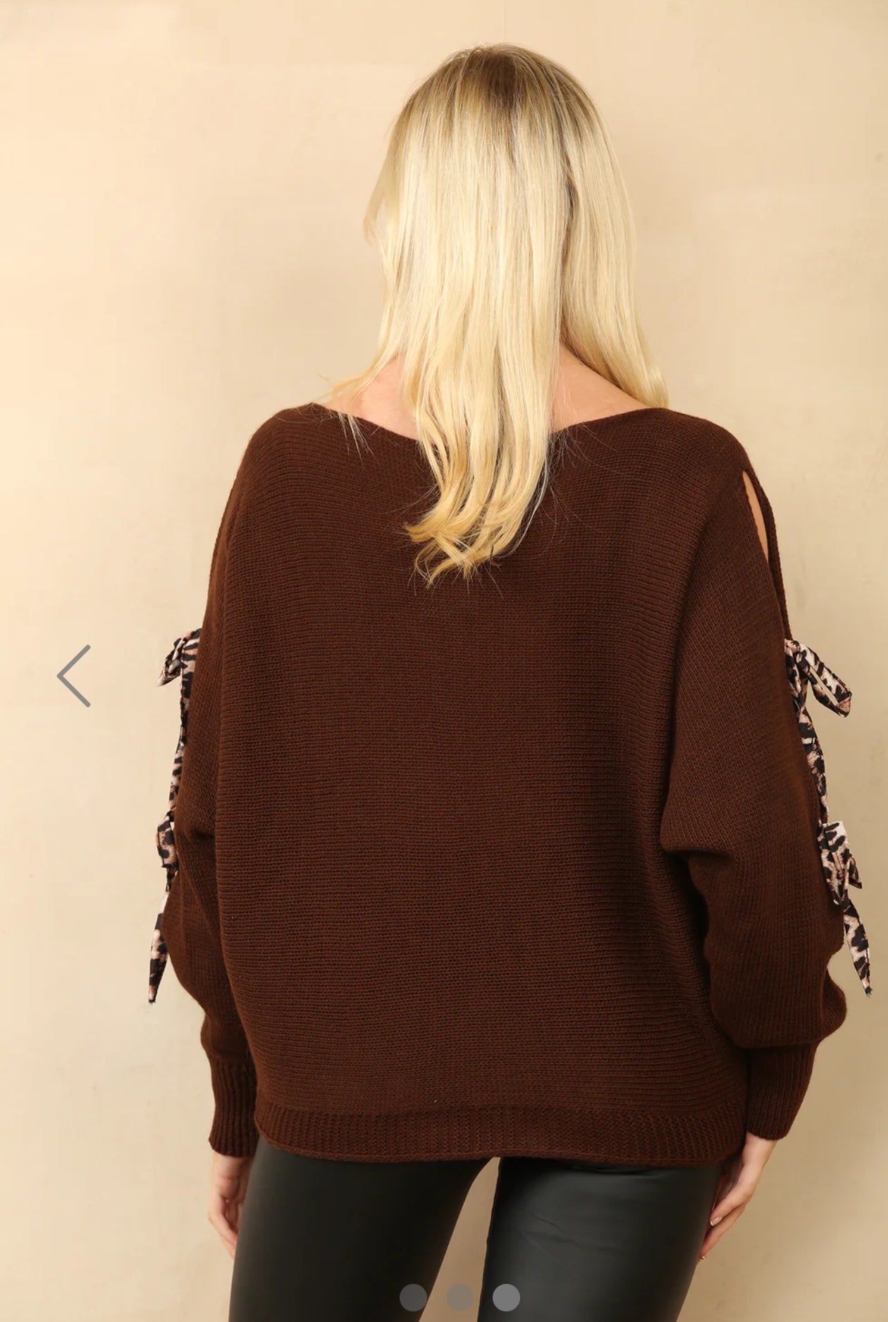 ‘Tanya’ Brown Tie Detail Jumper