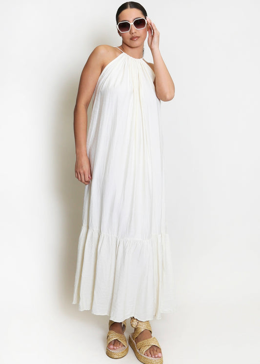 ‘Sophia’ Cream Smock Maxi Dress